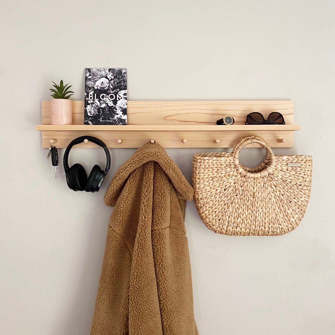 Coat Rack Timber Entryway Hooks Peg Rack Peg Shelf - Etsy