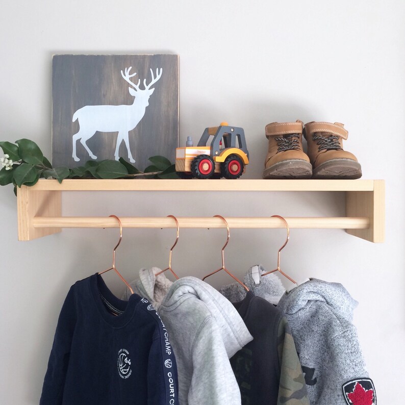 Hanging Shelf Nursery Hanging Rack Kids Wooden Clothes Etsy UK