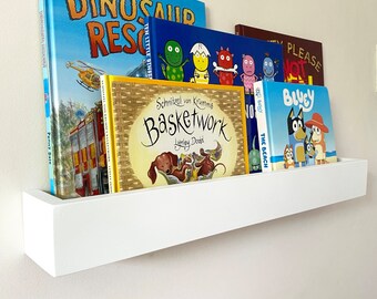 Kids Bookshelf: Solid Front - Kids Bookshelf - Childrens Book Shelf - Nursery Wall Shelves, Floating Shelf - Kids Room Decor - White
