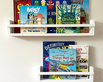 Kids Bookshelf: Flat Front - Nursery Bookshelves - Childrens Wall Book Shelf - Nursery Shelf, Floating Shelves - Kids Room Decor- White