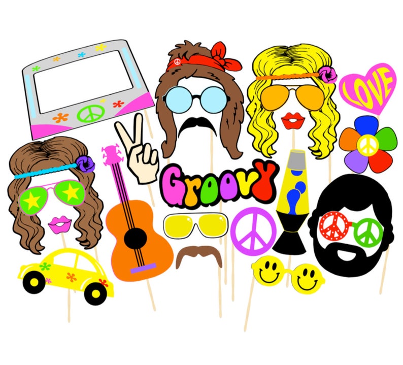 Hippie Photobooth Props Printable Props | Etsy