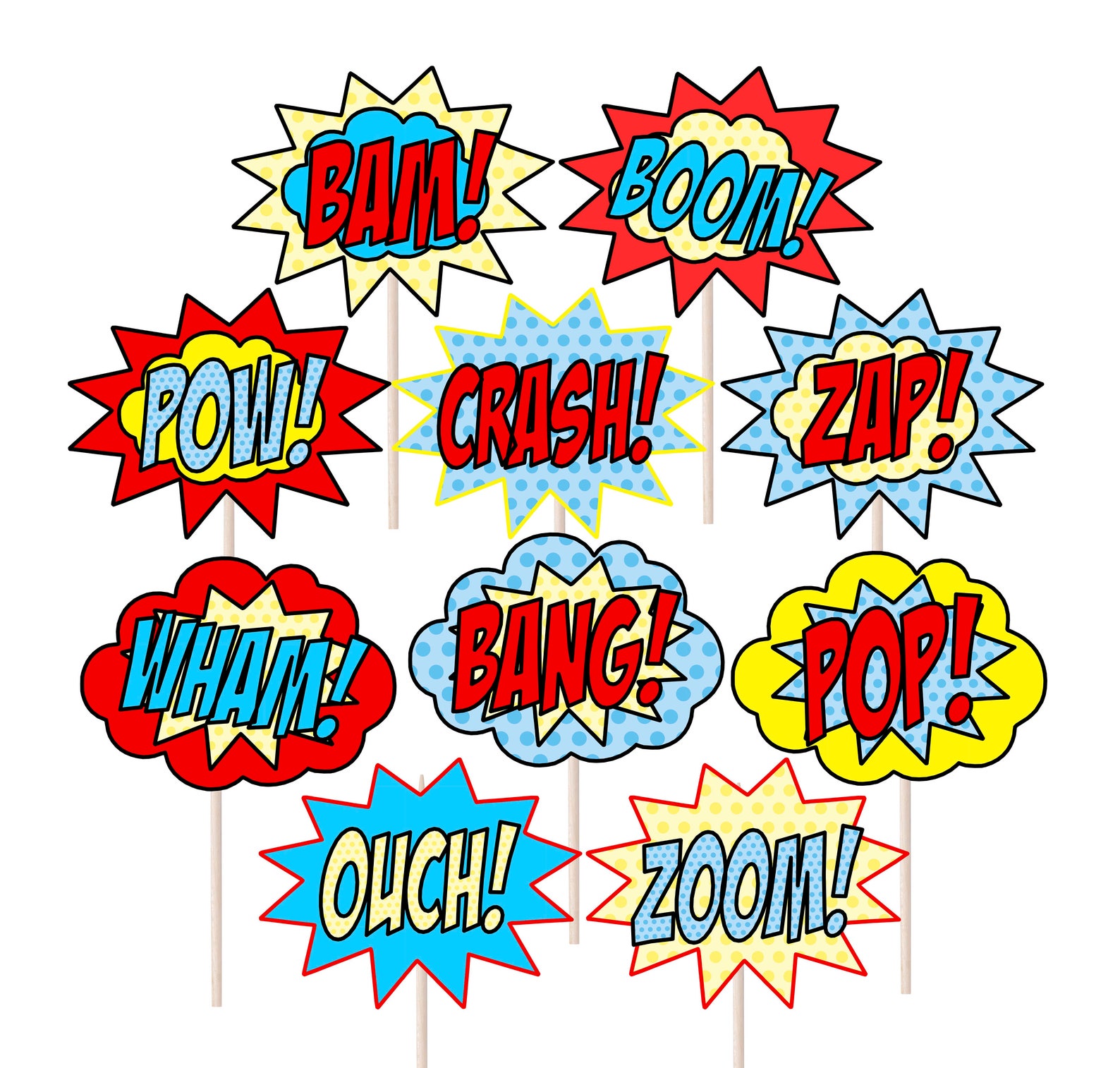 Superhero Speech Bubbles Printable Props | Etsy