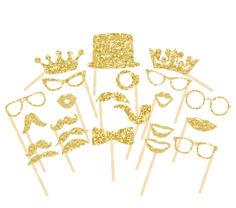 Gold Glitter Photobooth Props Printable Props Etsy