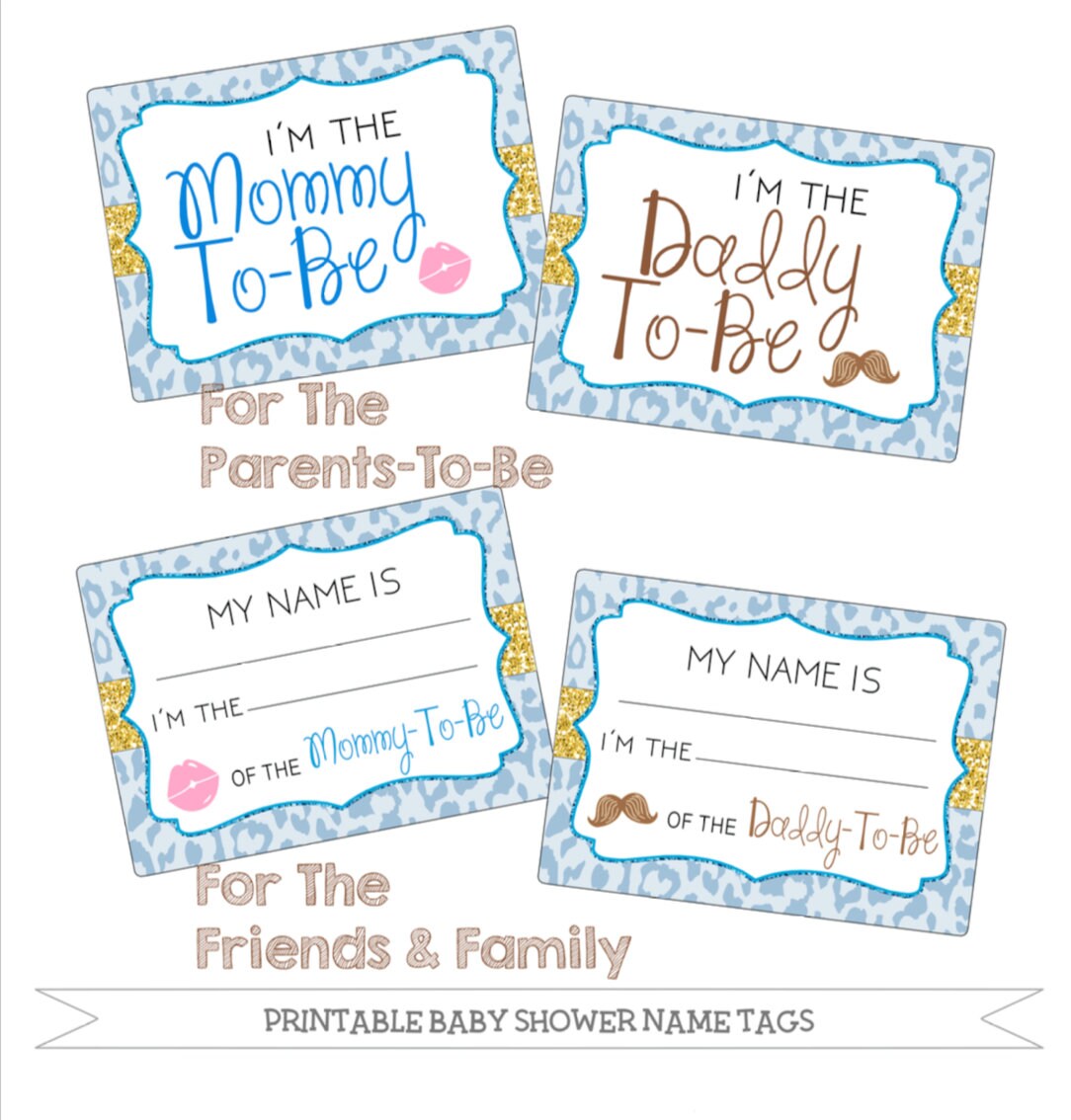 Printable Baby Shower Name s Package Blue Cheetah Etsy