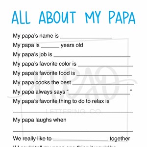 Papa Father&#39;s Day Gift, Father&#39;s Day Questionnaire, Coloring Page for Papa, Father&#39;s Day Coupons