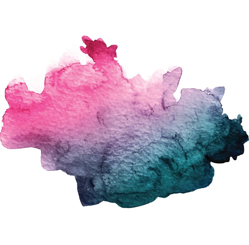 Download Watercolor Splash Vector PSD file pink teal purple | Etsy