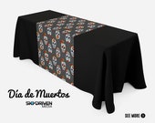 Sugar Skull 6 39 Table Throw 24 quot Table Runner Combo Day of the Dead Dia de Los Muertos Halloween Table Cover Table Cloth