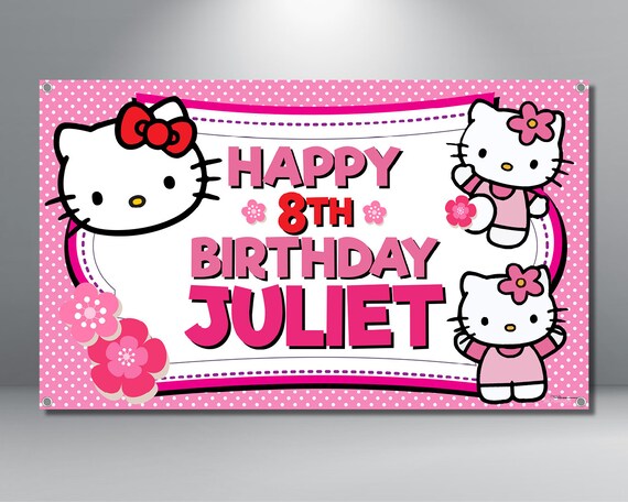 Hello Kitty Birthday Banner Personalized Custom Banner Etsy
