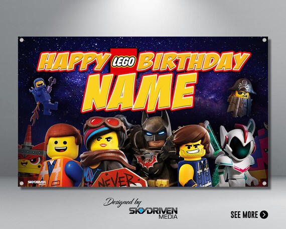 Lego Birthday Banner Lego Movie Lego Batman Cartoon Etsy