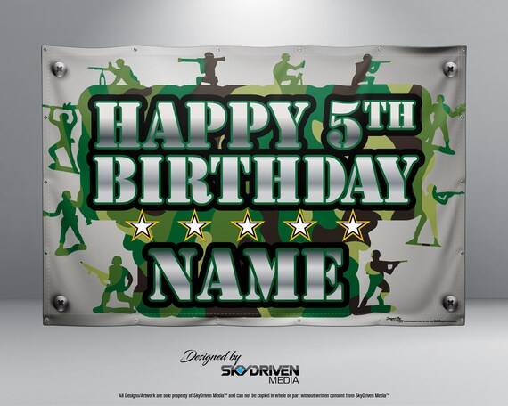 Army Man Camo Birthday Banner Personalized Custom Banner Etsy