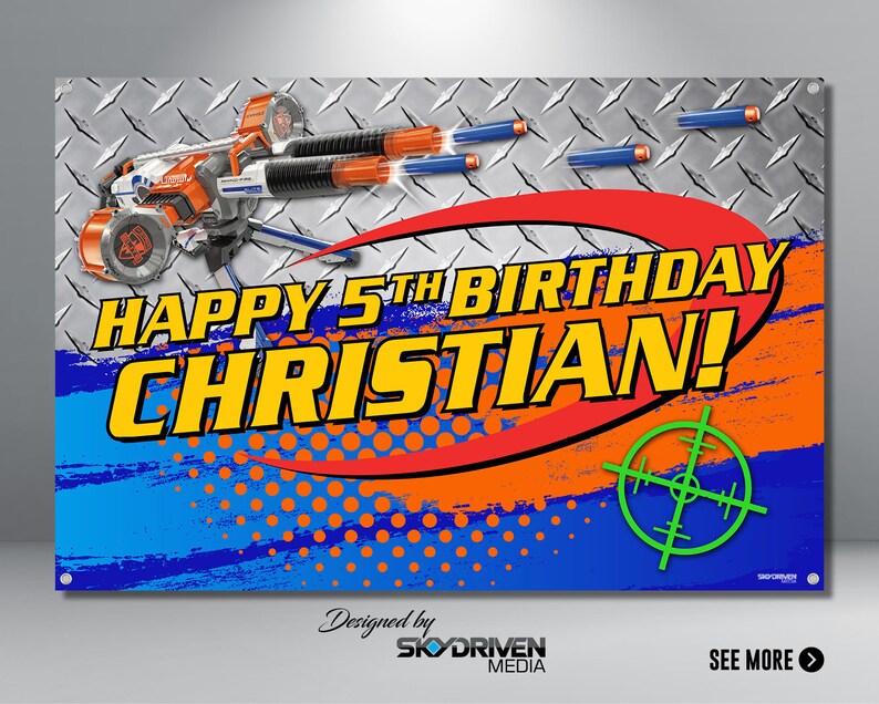 Nerf Birthday Banner NERF Party Banner Nerf Gun Party | Etsy