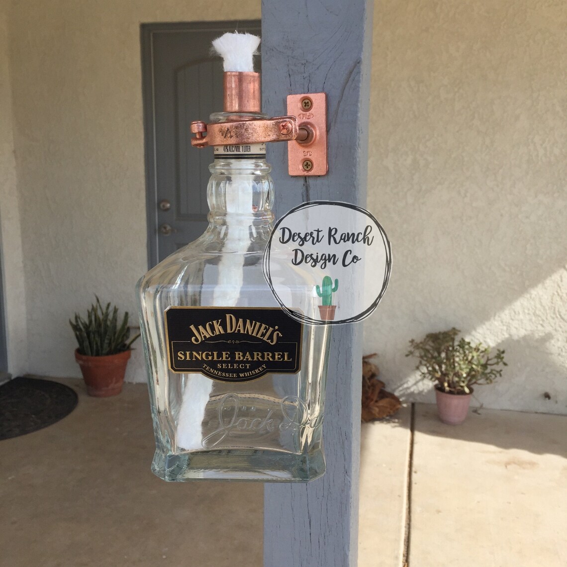 Upcycled Whiskey Liquor Bottle Tiki Torch Outdoor Wick Etsy