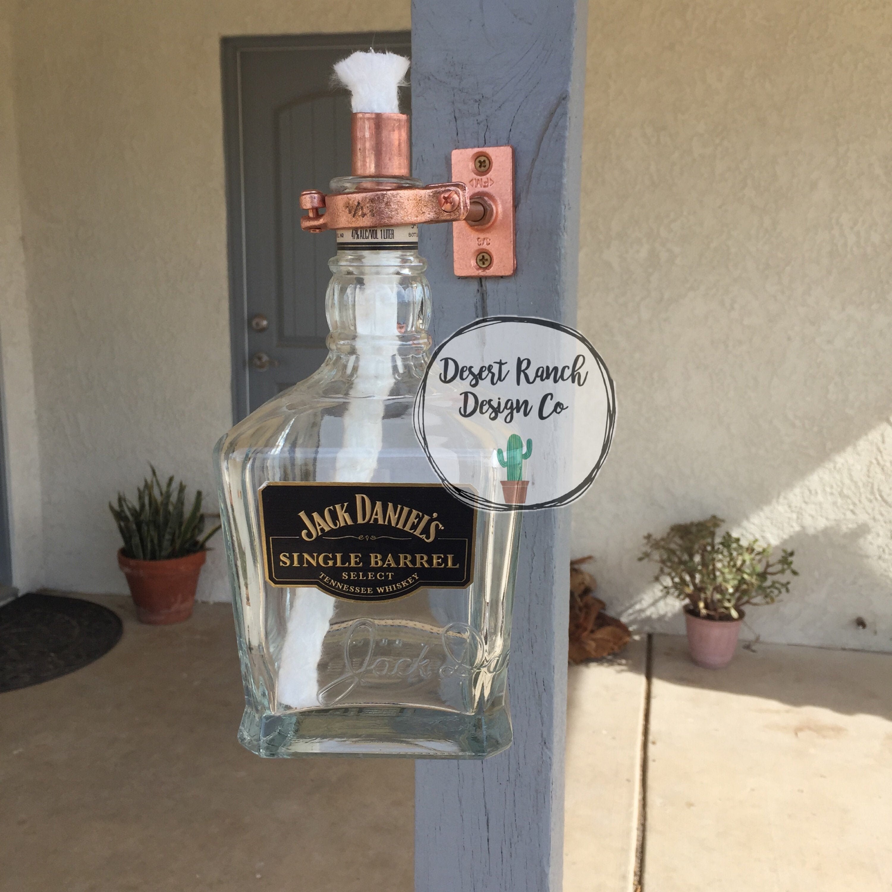 Fireball Cinnamon Whisky Whiskey Tiki Torch Recycled Bottle Table Top Tiki Torch