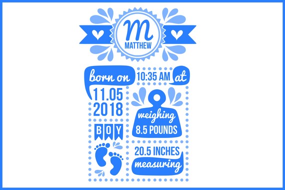 Birth Stats Svg Welcome Baby Svg Birth Announcement Svg Etsy