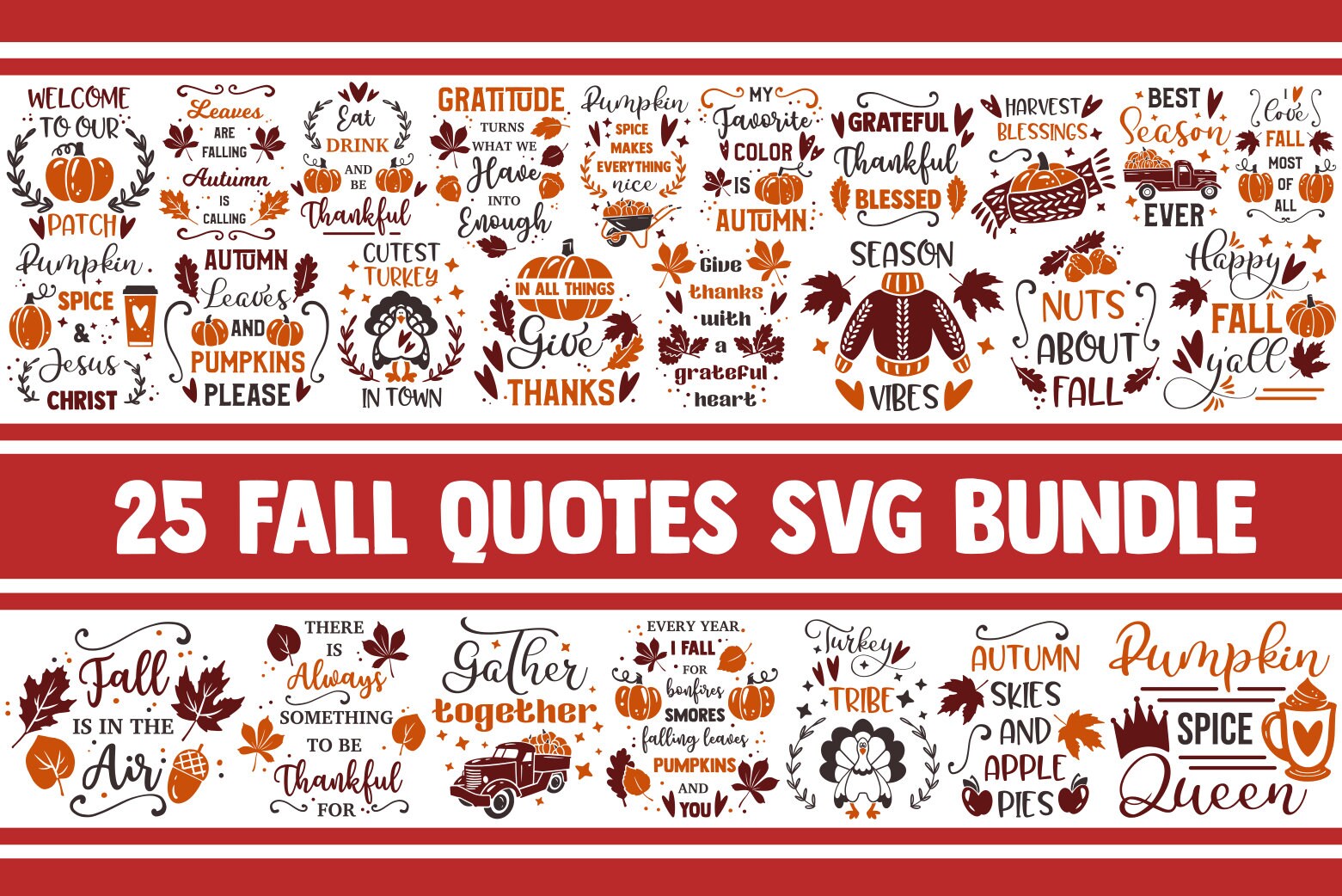 Fall SVG Bundle, autumn svg, pumpkin svg, turkey svg, thanksgiving sv…