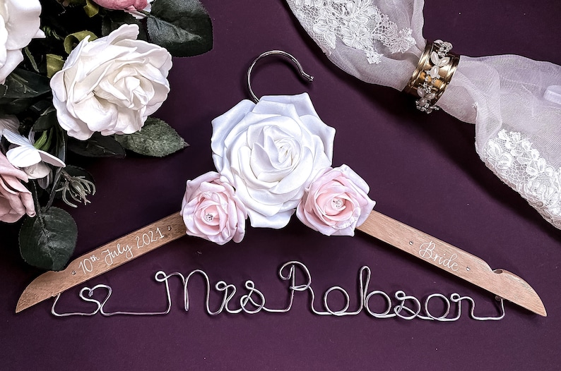 Wedding Hanger Personalised Bridal Hanger Wedding Dress Hanger Wire Hanger