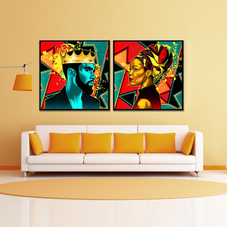 Nubian King & Queen Set Canvas Wrap Wall Art. limited Etsy