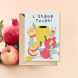 Rosh Hashanah Grußkarte, Jüdischer Neujahrs-Feiertag, Jüdische Feiertage, Umschlag inklusive, L'Shana Tovah, guten Rutsch ins Neue Jahr religiöse Karte