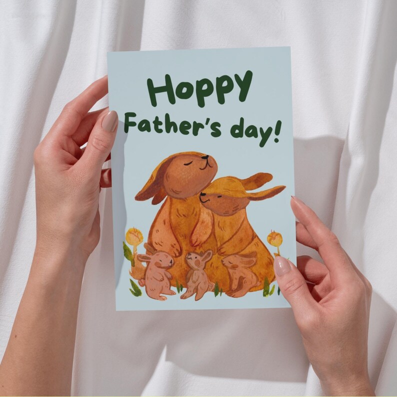 Father’s Day Card | Bunny Family Print Father's Day Card | Watercolour ...