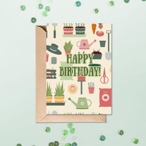 Gardener Birthday Card, flower birthday card, plant Birthday Card, Birthday card for grandma, Grandpa, Mom, plant mom birthday, farming