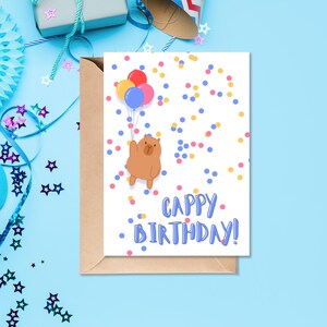 Capybara Geburtstagskarte, niedliche Kinder Geburtstagskarte, Zootiere Geburtstagskarte, Konfetti, Polka Dot Art, Geburtstagskarte blau und rosa, Karte für Kind