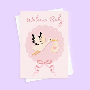 nouvelle carte de voeux de bébé fille | Carte pour féliciter les nouveaux parents | Carte de bienvenue de petite fille