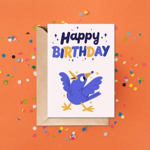 Geburtstagskarte mit Vogelmotiv | Party Vogel Geburtstagskarte | Bestie Geburtstagskarte | Freund Geburtstagskarte | Niedliche Geburtstagskarte | Kindergeburtstag