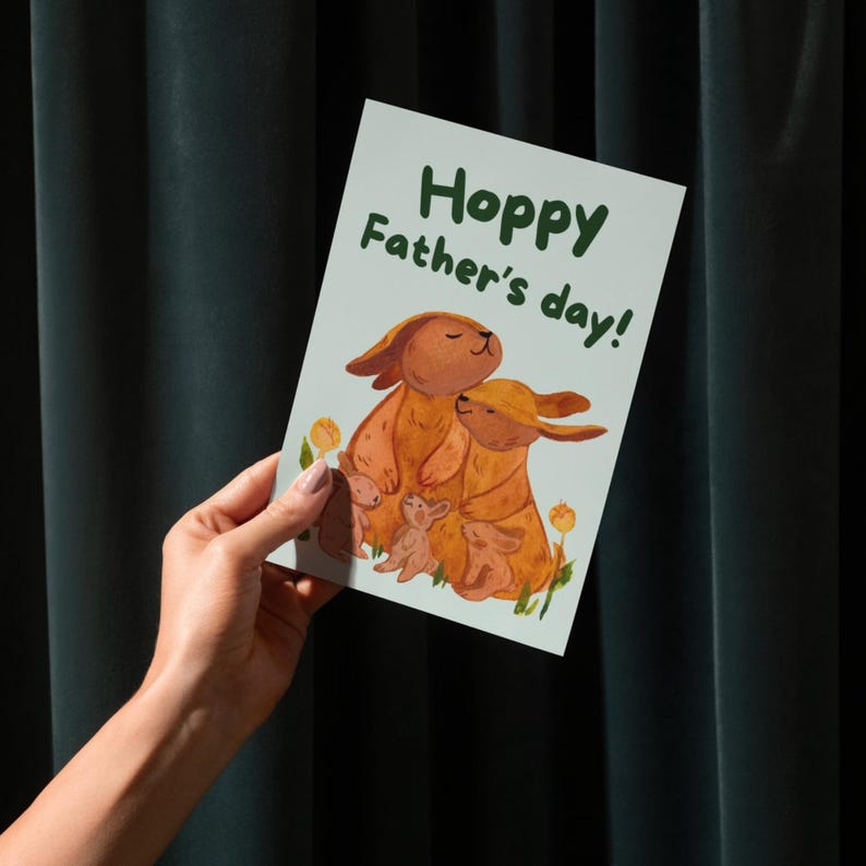 Father’s Day Card | Bunny Family Print Father's Day Card | Watercolour ...