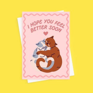 Katze gute Besserung Karte | Katzenpaar Print Gute Besserung Karte | Kitty Druck Karte | Fühlen Sie sich bald besser Karte | Gute Besserung-Karte für Freund |