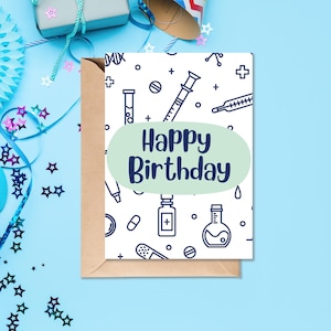 Apotheker-Geburtstagskarte | Chemiker Geburtstag | Doktor Geburtstag | Rx Geburtstag | Arzt Geburtstag | Apothekerkarte