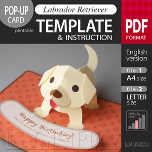 TEMPLATE_ (pop-up card) Labrador Retriever [PDF digital download file]