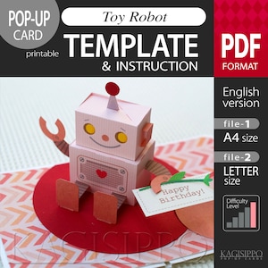 TEMPLATE (PDF digital download file)_pop-up card__Toy Robot