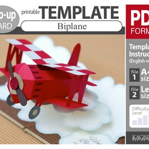 PATTERN__pop-up card__[Biplane]   (PDF_digital download file)