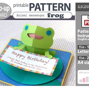 PATTERN__pop-up card__[frog]   (PDF_digital download file)