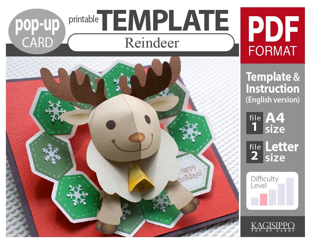 Pattern__pop-up Card__[reindeer] (pdf_digital Download File) - Etsy