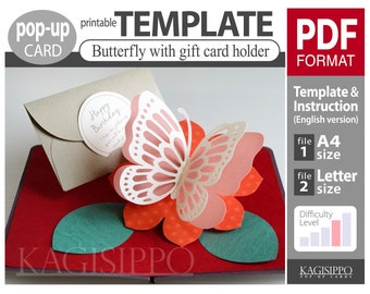 TEMPLATE_ (PDF_digital download file)_Butterfly with gift card holder  (pop-up card)