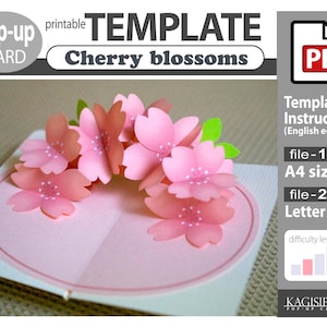 TEMPLATE__(pop-up card)_ Cherry blossoms  (PDF digital download file)