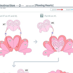 TEMPLATE_ PDF_digital download file_Flowing Hearts pop-up card image 9