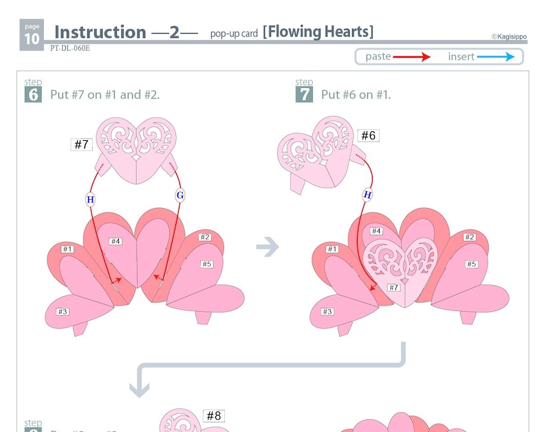 TEMPLATE_ PDF_digital download file_Flowing Hearts pop-up card image 9