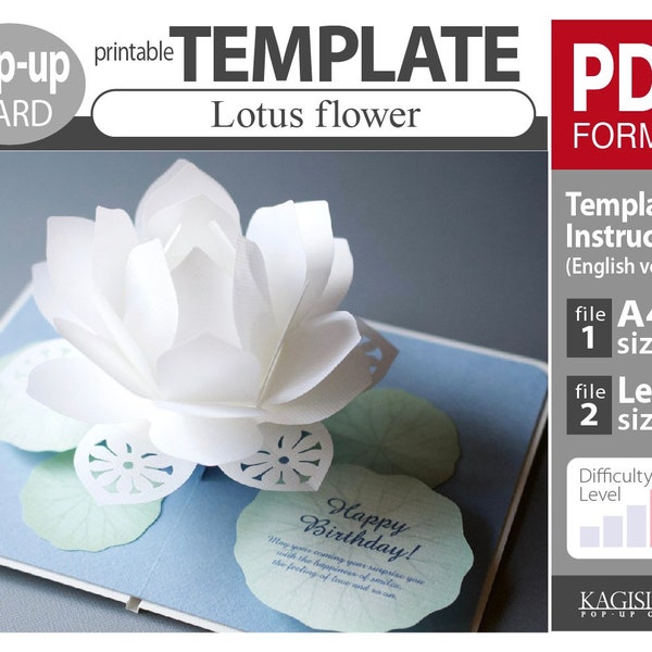 PATTERN_(pop-up card) _Lotus flower _(digital download file)