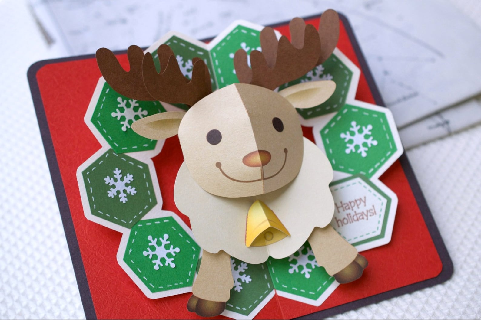 Pattern__pop-up Card__reindeer pdf_digital Download File - Etsy