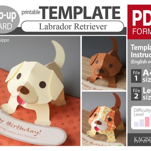 TEMPLATE_ (pop-up card) Labrador Retriever [PDF digital download file]