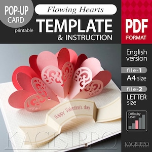 MODÈLE_ (PDF_fichier numérique à télécharger)_Carte pop-up Cœurs flottants