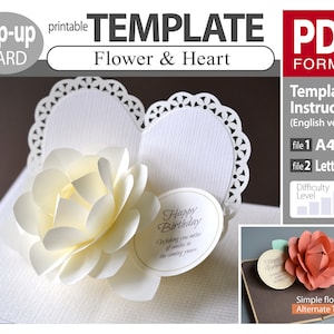 TEMPLATE_ (PDF_digital download file)_Flower & Heart_pop-up card