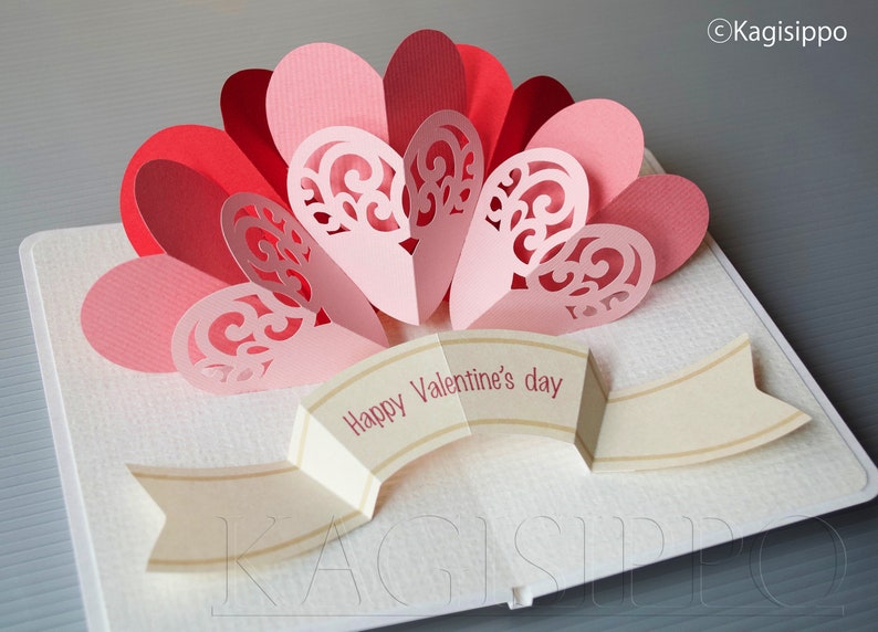 TEMPLATE_ PDF_digital download file_Flowing Hearts pop-up card image 4