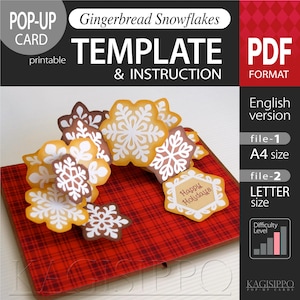 VORLAGE_ (PDF_digitale Download-Datei)_Lebkuchen-Schneeflocken (Pop-Up-Karte)