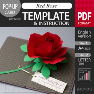 TEMPLATE_(pop-up card)_Red Rose   (PDF_digital download file)