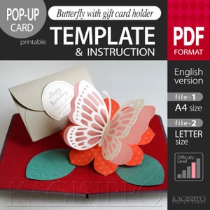 TEMPLATE_ (PDF_digital download file)_Butterfly with gift card holder  (pop-up card)