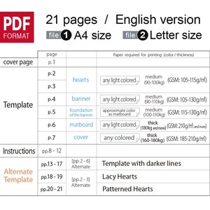 TEMPLATE_ PDF_digital download file_Flowing Hearts pop-up card image 3