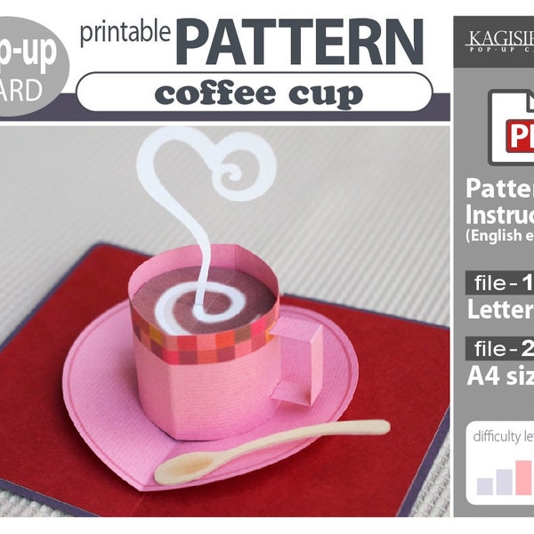PATTERN__carte pop-up__[tasse à café] (PDF_fichier numérique à télécharger)
